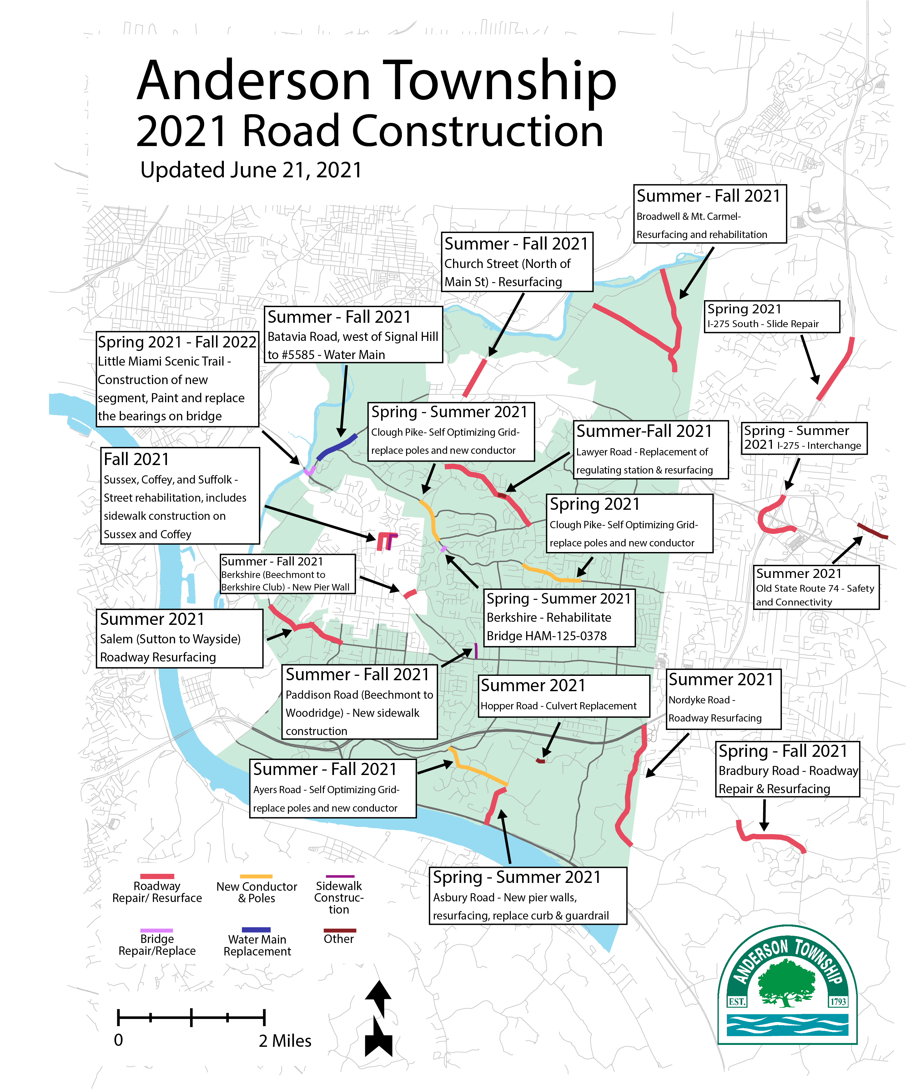 Road Construction 2021 Preview > Anderson Township